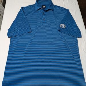 FootJoy Men's Blue And Black Striped Golf Performance Golf Polo Shirt